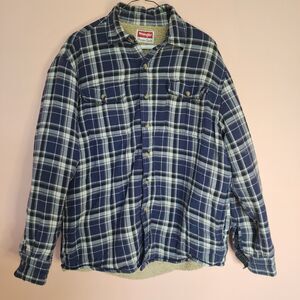 Men's Wrangler Sherpa Lined Flannel Shacket Shirt Jacket Size M